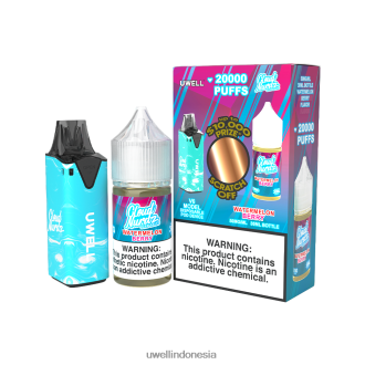 UWELL V6 perangkat sekali pakai + jus daddy's vapor 30ml - bundel kolaborasi clr: biru/flv: es semangka berry 50mg XP2J2H206 UWELL Vape Pod