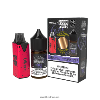 UWELL V6 perangkat sekali pakai + jus daddy's vapor 30ml - bundel kolaborasi clr: merah/flv: air mata unicorn 48mg XP2J2H214 UWELL Vape Disposable